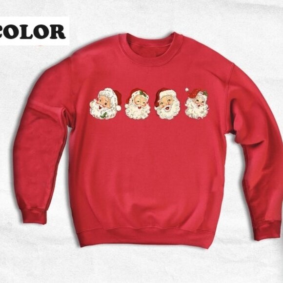 Vintage Retro Santa Merry Xmas Claus Sweatshirt Holiday 81 - Picture 1 of 5
